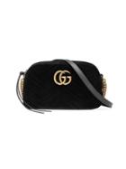 Gucci Black Gg Marmont Velvet Small Shoulder Bag