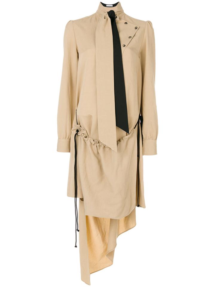 Jw Anderson Neck Tie Folded Hem Dress - Nude & Neutrals