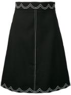 Red Valentino Contrasting Embroidery Skirt - Black