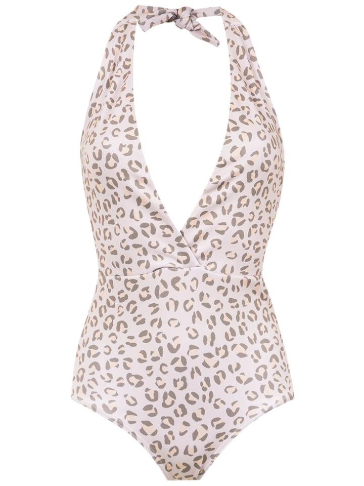 Amir Slama Printed Halter Neck Swimsuit - Nude & Neutrals