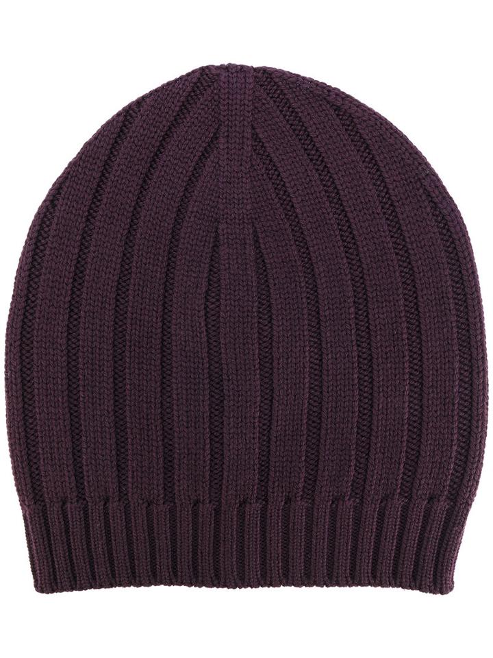 Eleventy - Ribbed Detail Beanie - Men - Virgin Wool - One Size, Pink/purple, Virgin Wool
