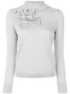 Delpozo Sequins Applique Roll Neck Top - Grey