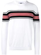 Msgm Striped Knit Jumper, Men's, Size: Small, White, Cotton