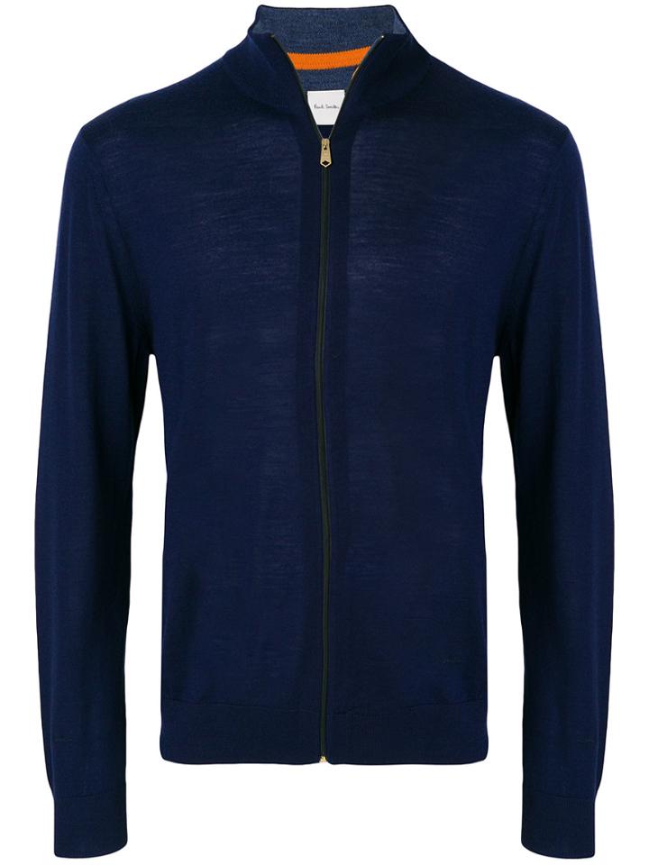 Paul Smith Zipped Knit Jumper - Blue