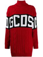 Gcds Knitted Logo Dress - Red
