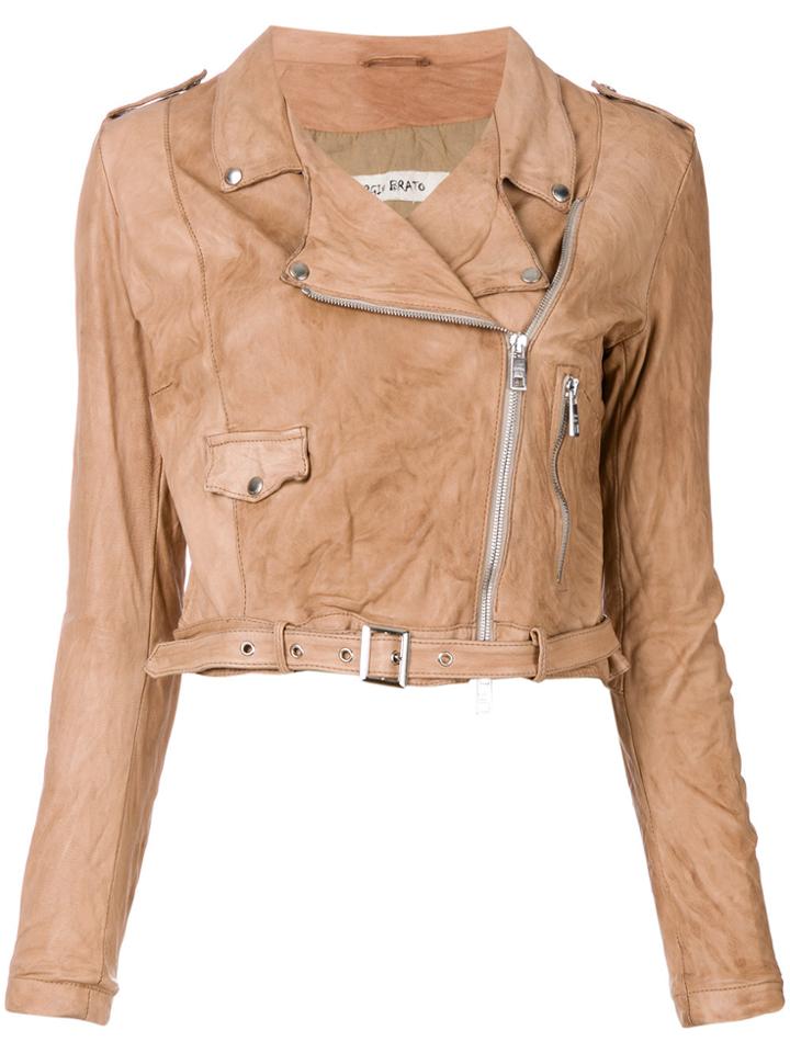 Giorgio Brato Cropped Motorcycle Jacket - Nude & Neutrals
