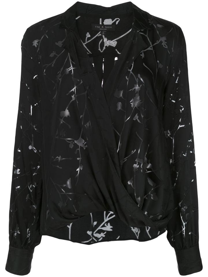 Rag & Bone Dean Draped Floral Top - Black