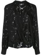 Rag & Bone Dean Draped Floral Top - Black