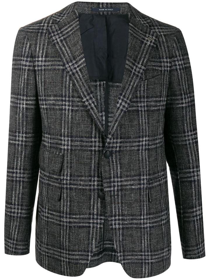 Tagliatore Tartan Woven Blazer - Grey