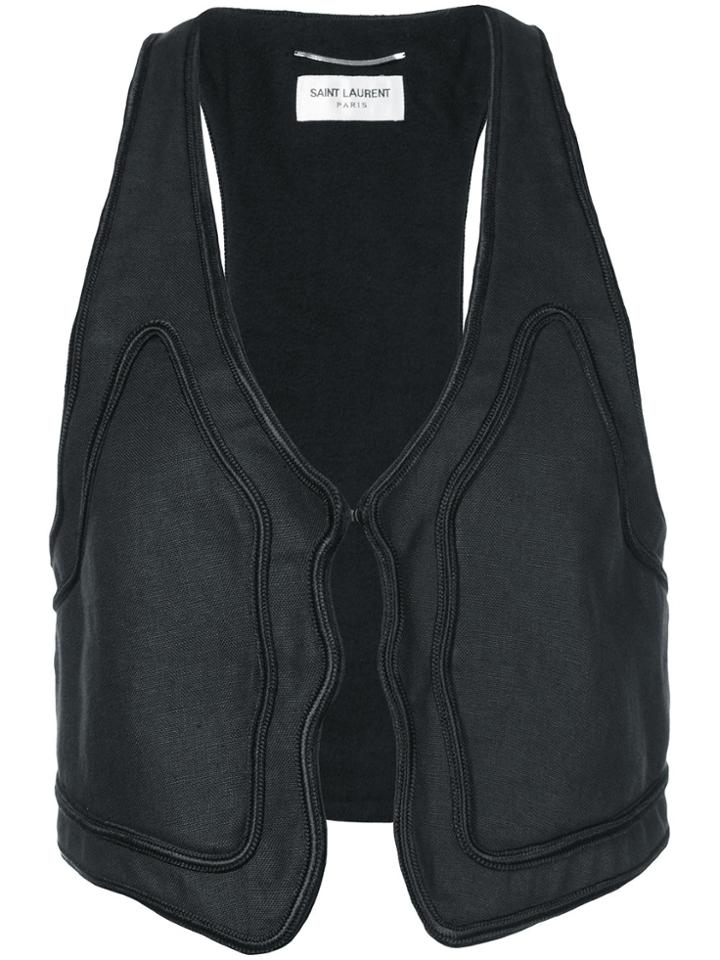 Saint Laurent Trim Detail Waistcoat - Black