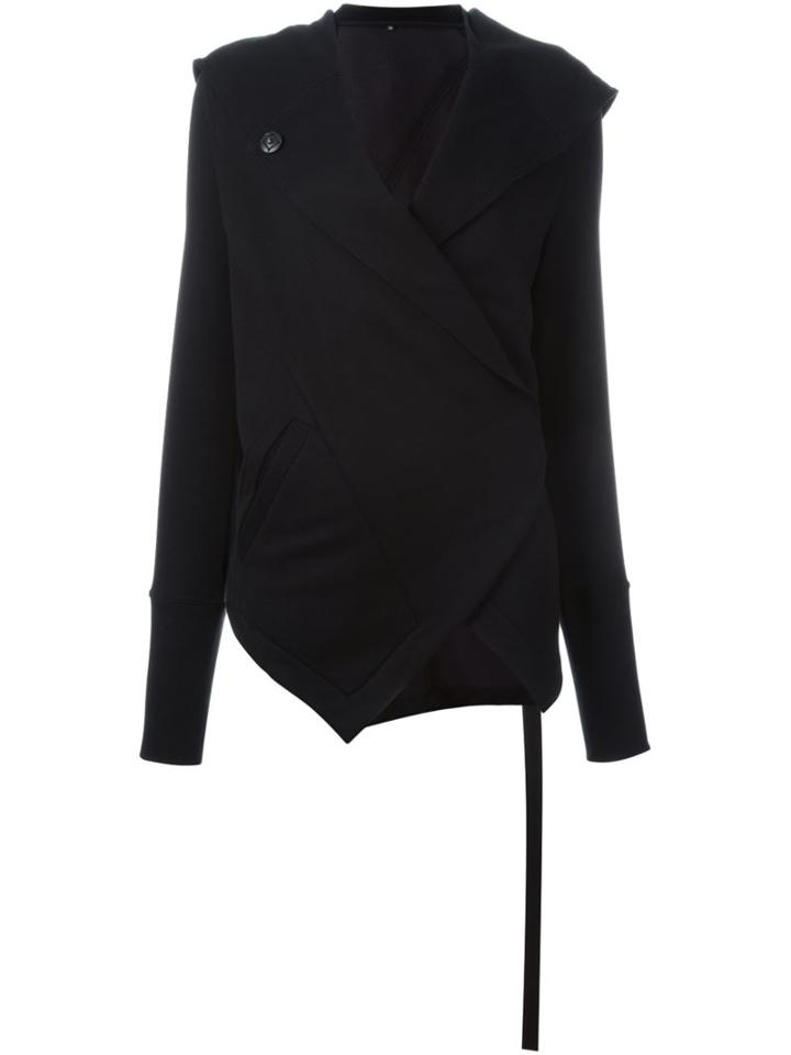 Ann Demeulemeester Hooded Wrap Cardi-coat, Women's, Size: 36, Black, Cotton/lyocell
