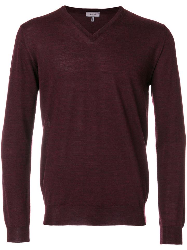 Lanvin V-neck Sweater - Red