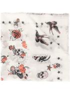 Alexander Mcqueen Skull Motif Scarf - White