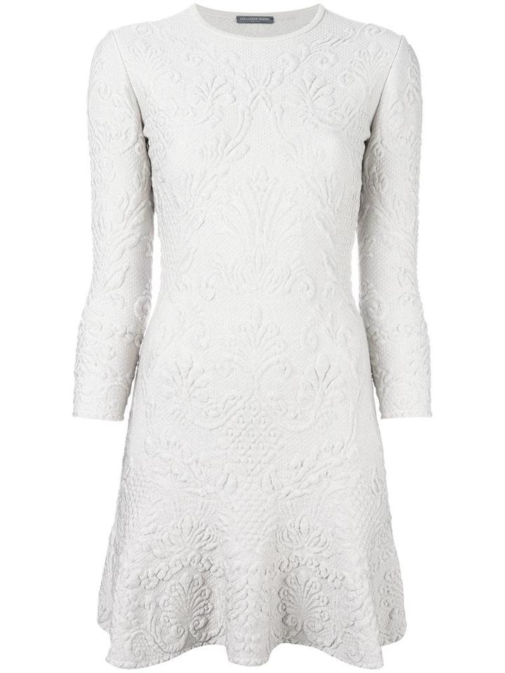 Alexander Mcqueen Jacquard Mini Dress, Women's, Size: Small, Grey, Wool/cashmere/viscose/spandex/elastane