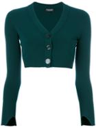 Twin-set - Cropped Long-sleeved Cardigan - Women - Polyester/viscose - Xl, Green, Polyester/viscose