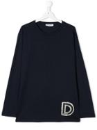 Dondup Kids Teen Logo Patch Long Sleeve T-shirt - Blue