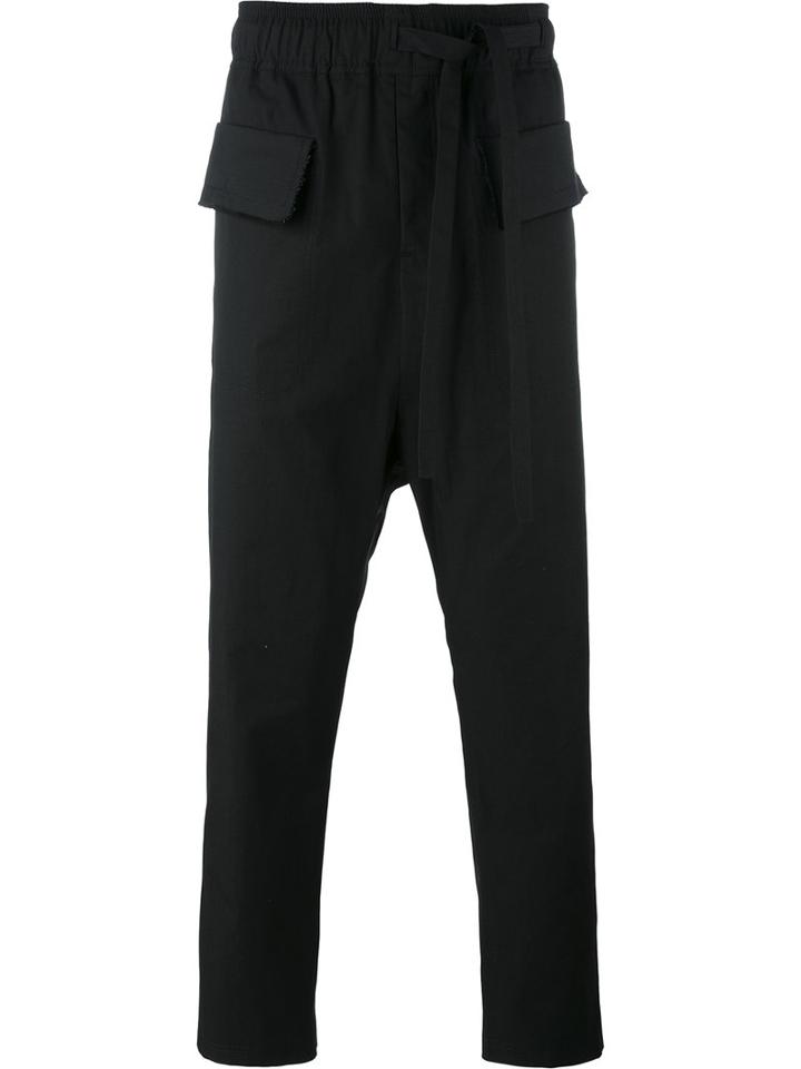 Damir Doma Drop-crotch Cropped Trousers, Men's, Size: Large, Black, Cotton