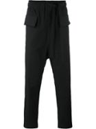Damir Doma Drop-crotch Cropped Trousers, Men's, Size: Large, Black, Cotton