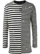 Off-white Contrast Stripe Distressed T-shirt, Men's, Size: Xs, Black, Cotton