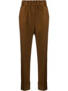 Brag-wette Straight-leg Check Print Trousers - Brown