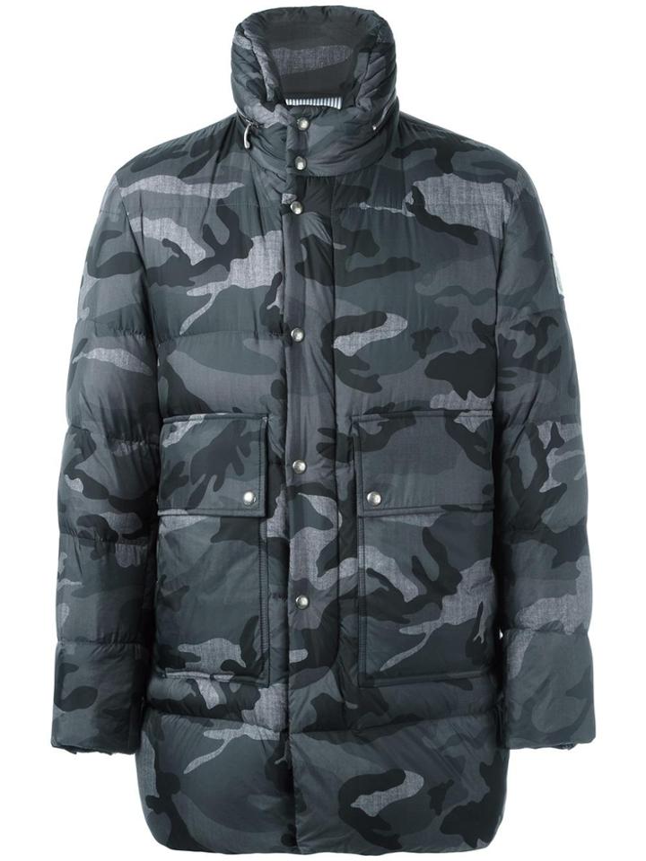 Moncler Gamme Bleu Camouflage Print Coat - Grey