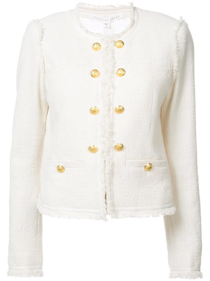 Welt Pockets Tweed Jacket - Women - Cotton/nylon/spandex/elastane - 6, White, Cotton/nylon/spandex/elastane, Veronica Beard