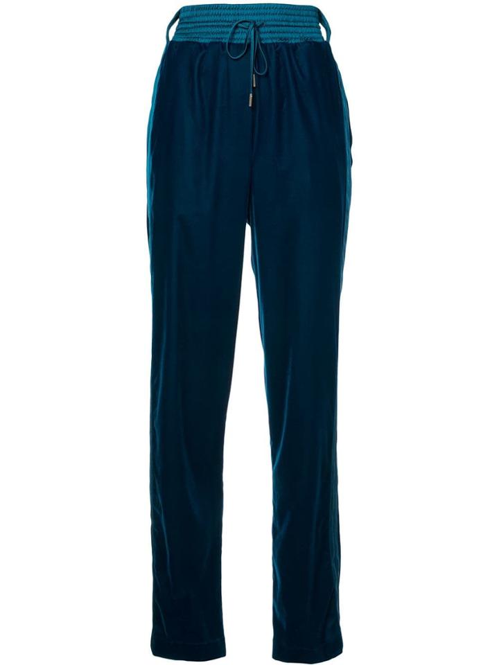 Off-white Drawstring High-waist Trousers - Blue