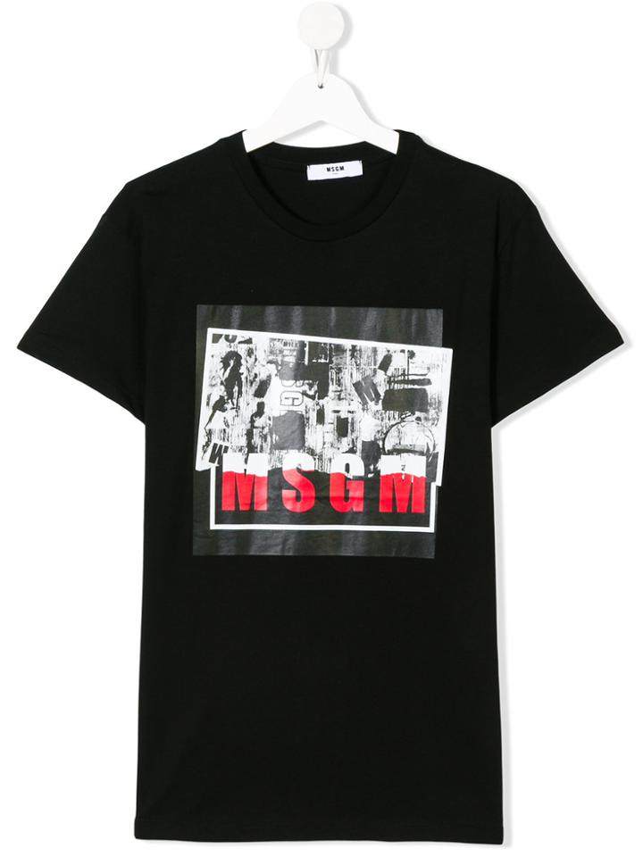 Msgm Kids Teen Graphic Logo T-shirt - Black