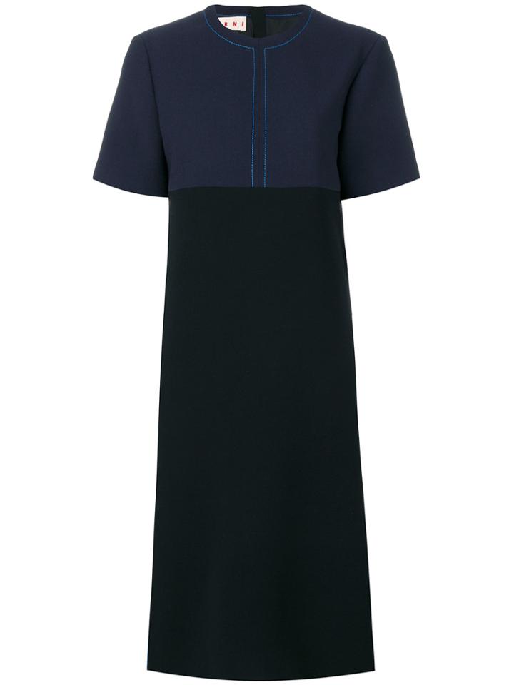 Marni Two Tone Short Sleeved Dress - Blue