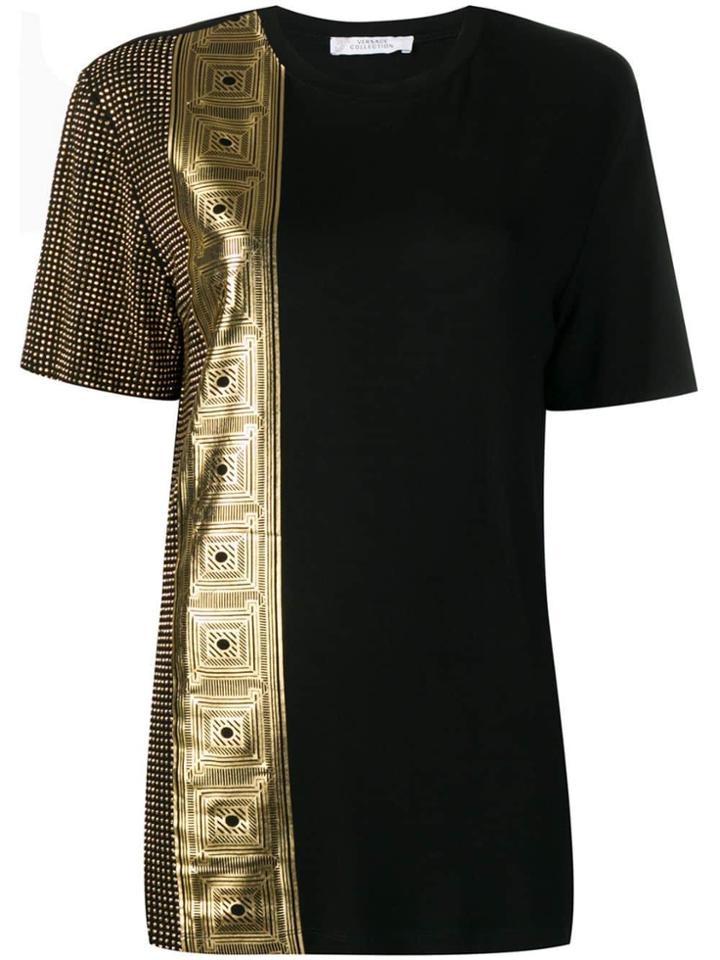 Versace Collection Gold Print Boyfriend T-shirt - Black