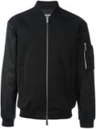 Dsquared2 Sleeve Zip Bomber Jacket, Men's, Size: 54, Black, Cotton/polyamide/polyester/virgin Wool
