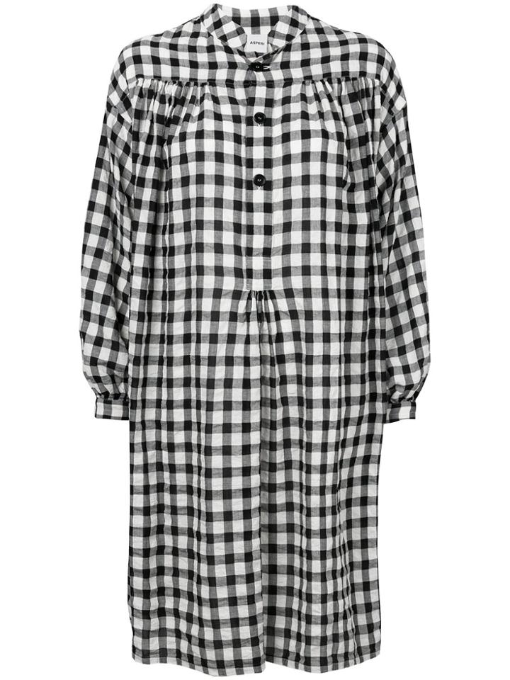 Aspesi Check Print Shirt Dress - Black