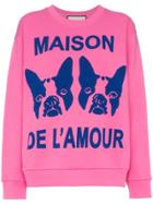 Gucci Guccy Embellished And Dog Print Sweatshirt - Pink & Purple