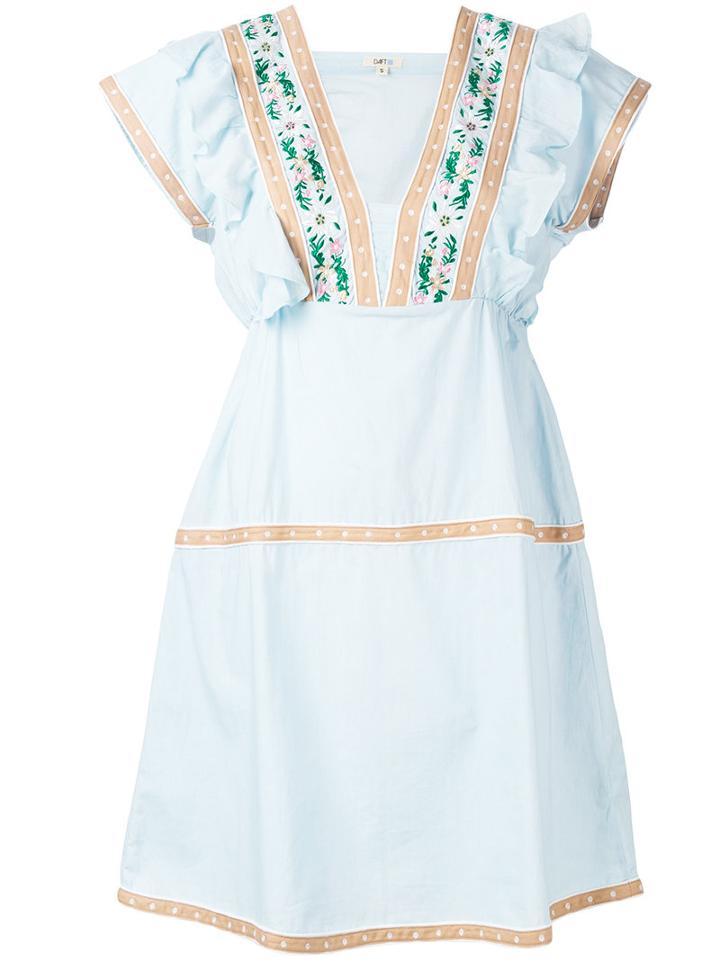 Daft - Patterned Shift Dress - Women - Cotton - L, Blue, Cotton