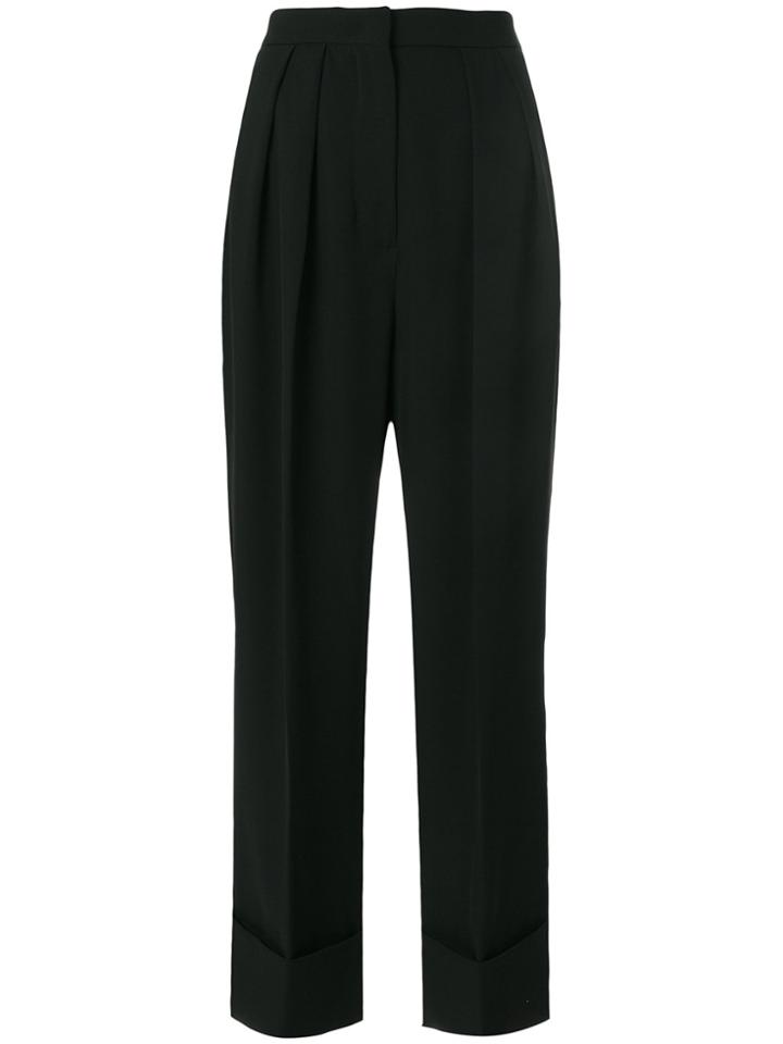 Sara Battaglia Pleated Wide Leg Trousers - Black
