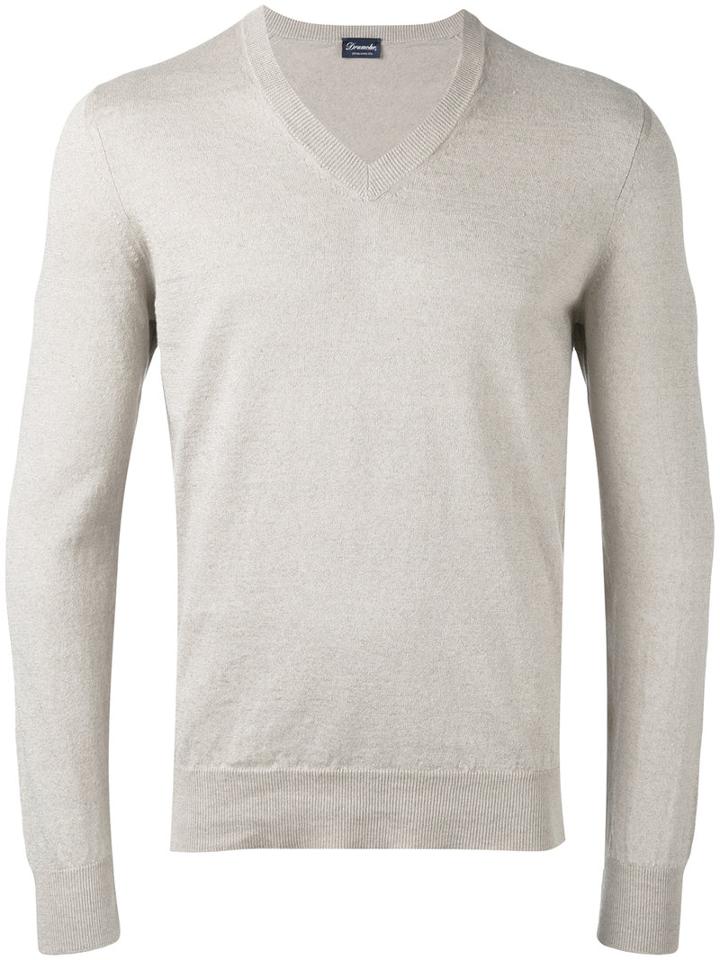 Drumohr - V-neck Jumper - Men - Linen/flax/polyamide - 48, Nude/neutrals, Linen/flax/polyamide