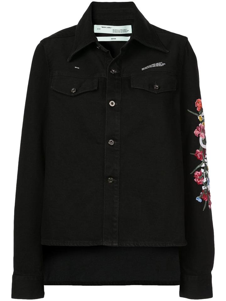 Off-white Embroidered Denim Jacket - Black