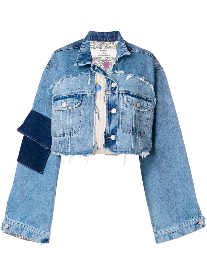 Natasha Zinko Oversized Cropped Jacket - Blue