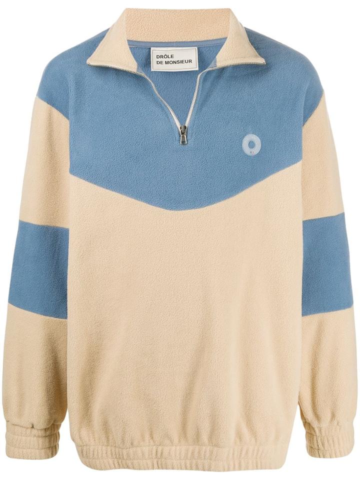 Drôle De Monsieur Zipped Collar Sweatshirt - Blue