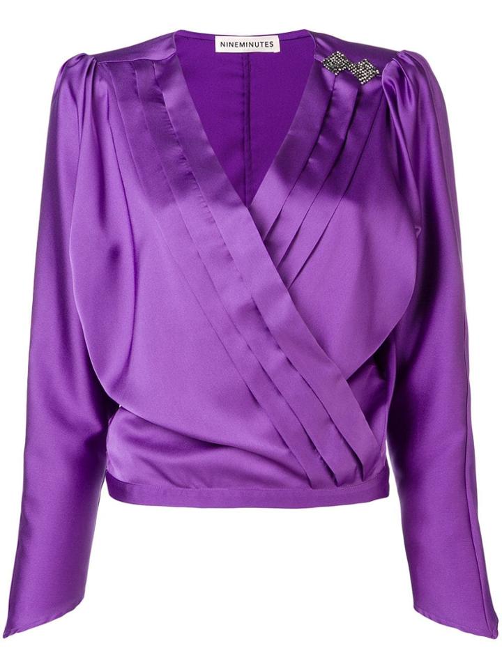 Nineminutes Long-sleeve Wrap Blouse - Purple