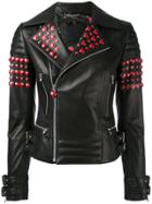 Philipp Plein Studded Hearts Biker Jacket - Black