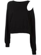 Unravel Project Cut-off Shoulder Sweatshirt, Women's, Size: Small, Black, Cotton