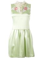 Giamba - Ruffled Neck Flared Dress - Women - Silk/polyester/acetate/viscose - 42, Green, Silk/polyester/acetate/viscose