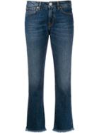 Two Denim Frayed Trim Cropped Jeans - Blue