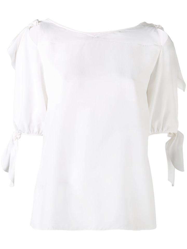 Dolce & Gabbana - Tie Sleeve Top - Women - Silk - 42, White, Silk