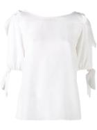 Dolce & Gabbana - Tie Sleeve Top - Women - Silk - 42, White, Silk
