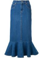 Dresscamp Peplum Hem Midi Skirt, Women's, Size: 38, Blue, Cotton