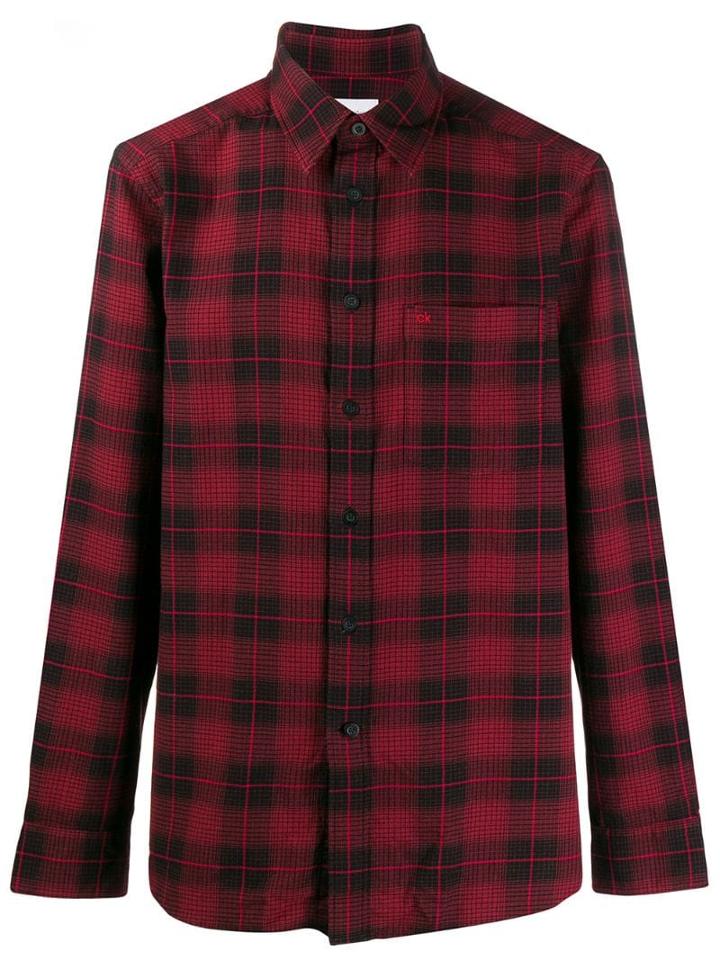 Calvin Klein Plaid Logo Shirt - Black