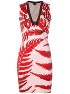 Just Cavalli Leaf-print Fitted Dress - Red