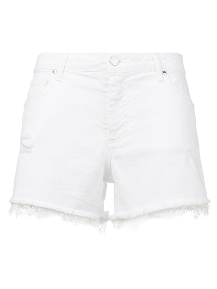 Ermanno Ermanno Lace-hem Denim Shorts - White
